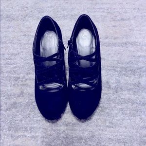 Black Suede Crisscross Booties